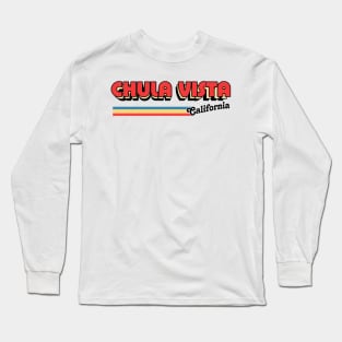 Chula Vista, CA \/\/\/\ Retro Typography Design Long Sleeve T-Shirt